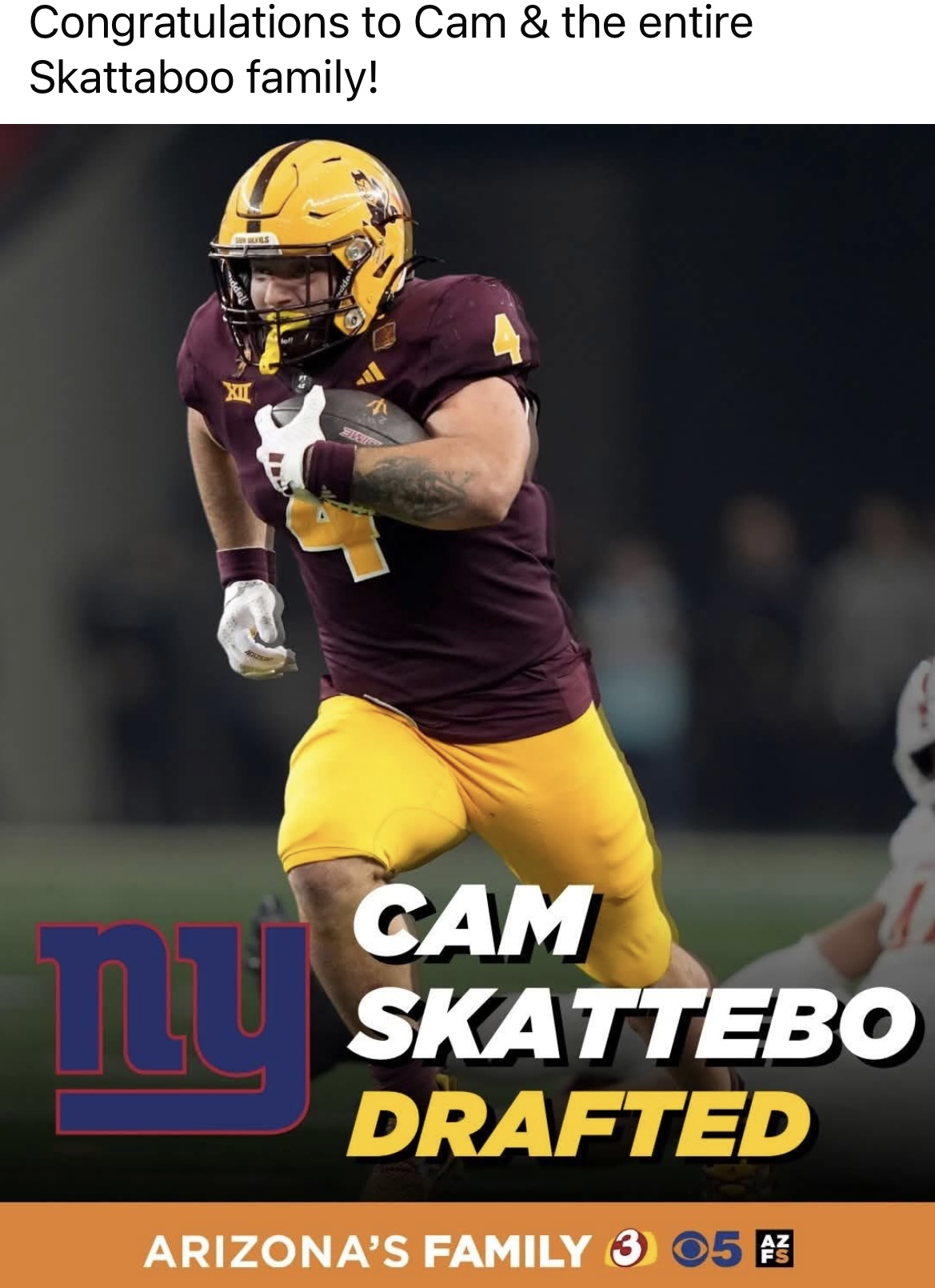 Cam Skattebo Sacramento native gets drafted in 2025